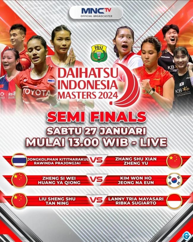 Semifinal Daihatsu Indonesia Masters 2024 Hari ini: Ganda Putri Indonesia Lanny Tria Mayasari/Ribka Sugiarto Melawan Liu Sheng Su/Tan Ning asal China
