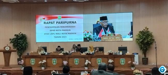 Sampaikan Rekomendasi Atas LKPJ Walikota Tahun 2023, DPRD Kota Madiun Gelar Rapat Paripurna