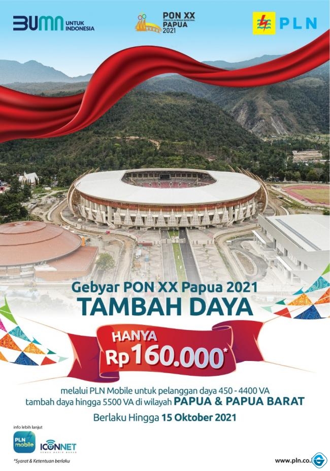 Meriahkan PON XX Papua, PLN Diskon Tambah Daya Hanya Rp 160.000 