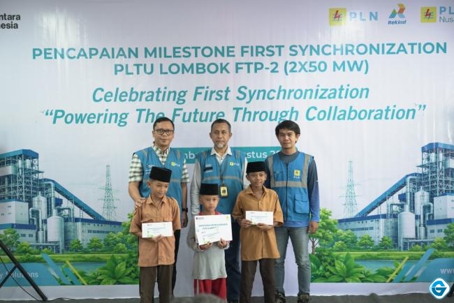 PLN UIP Nusra Rayakan Keberhasilan First Synchronization PLTU Lombok dengan Tasyakuran dan Santunan Anak Yatim