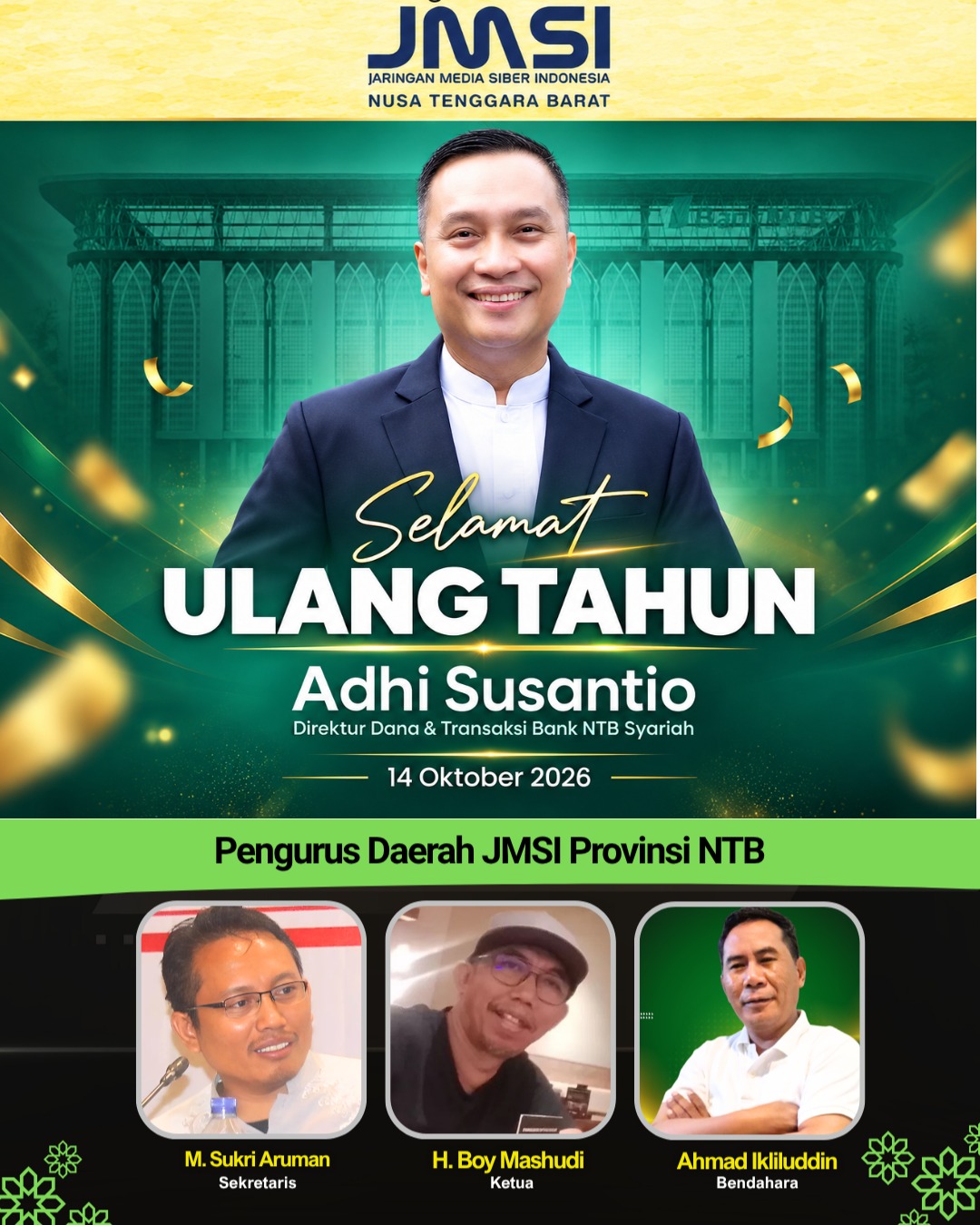 JMSI ucapkan Selamat ulang tahun adhi susantio